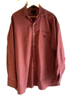 Lucchese Long Sleeve Red Plaid Cotton Button Down Mens Single pocket Shirt XL